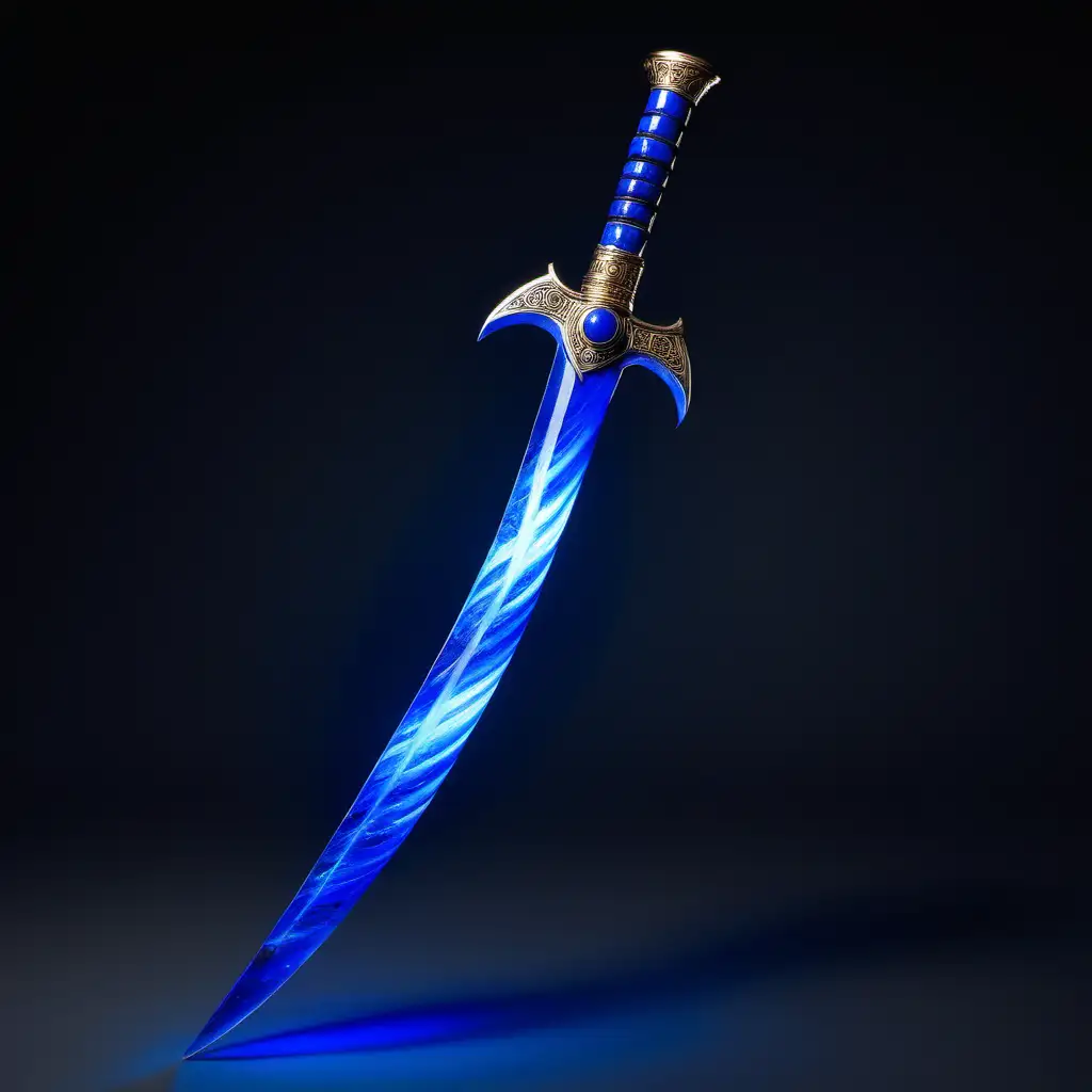 Luminous Lapis saber with a shaft consisting of three spiraling pieces