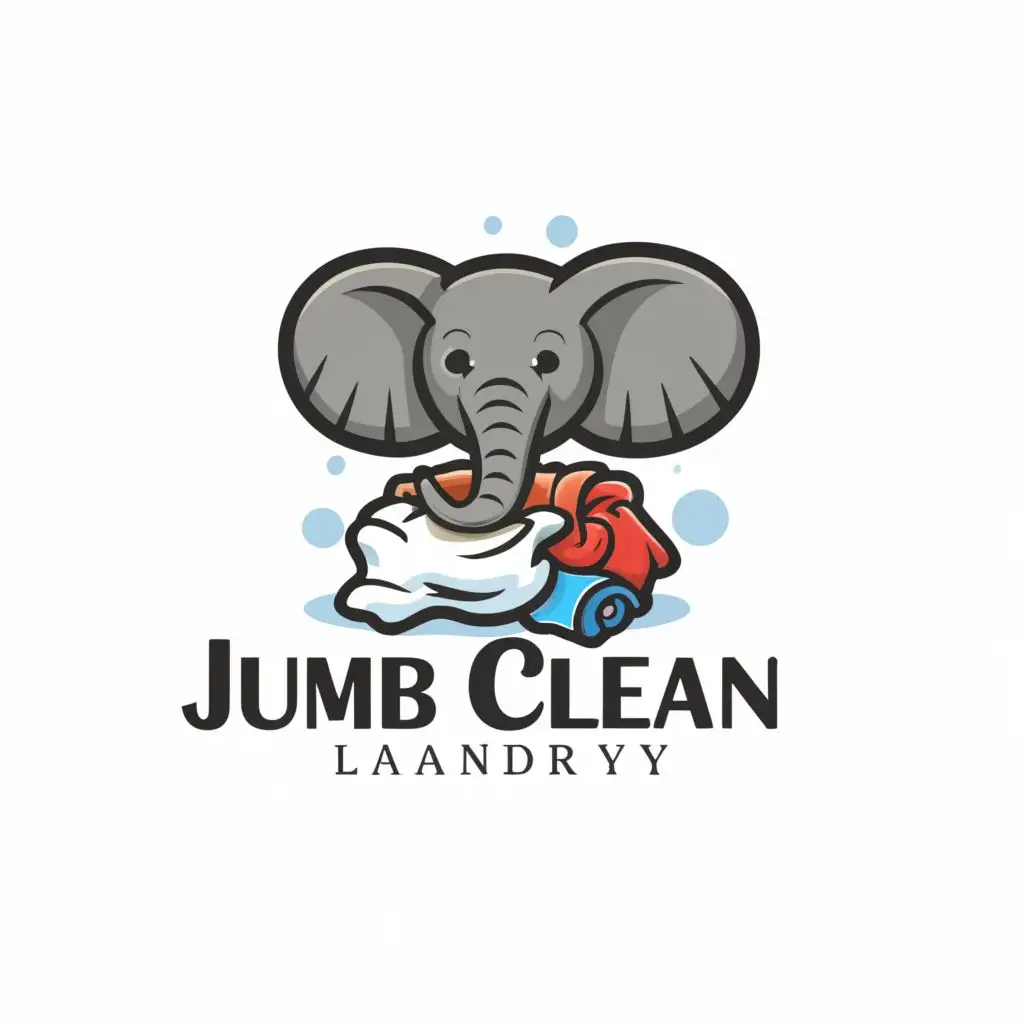 LOGO-Design-for-Jumbo-Clean-Laundry-Majestic-Elephant-Symbol-with-Minimalist-Aesthetic-and-Crisp-White-Background