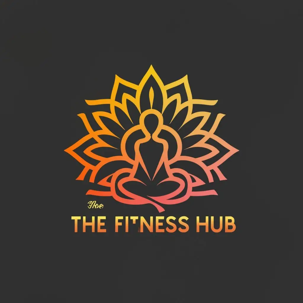 logo, Yoga, with the text "The Fitness Hub", typography, be used in Sports Fitness industry