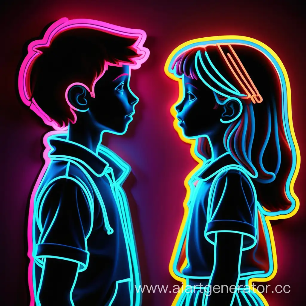 Vibrant-Neon-Silhouettes-Playful-Boy-and-Girl