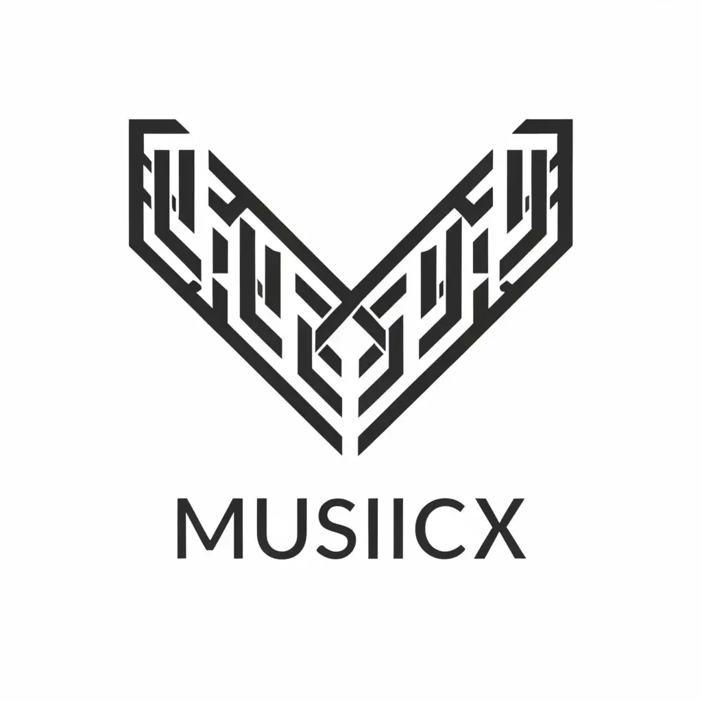 a logo design,with the text "Music x", main symbol:M,complex,be used in Education industry,clear background