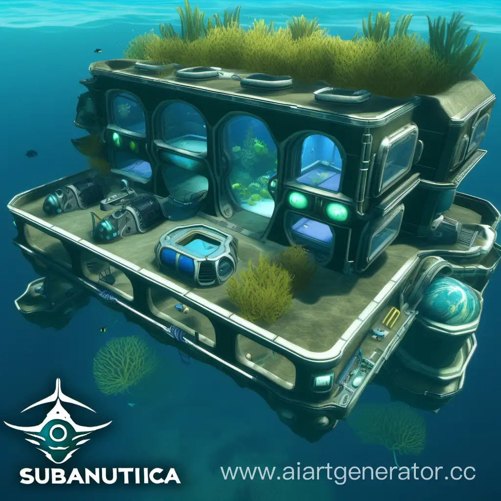 Subnautica. Схема подводной базы, много комнат, оборудование, разные помещения, грядки.