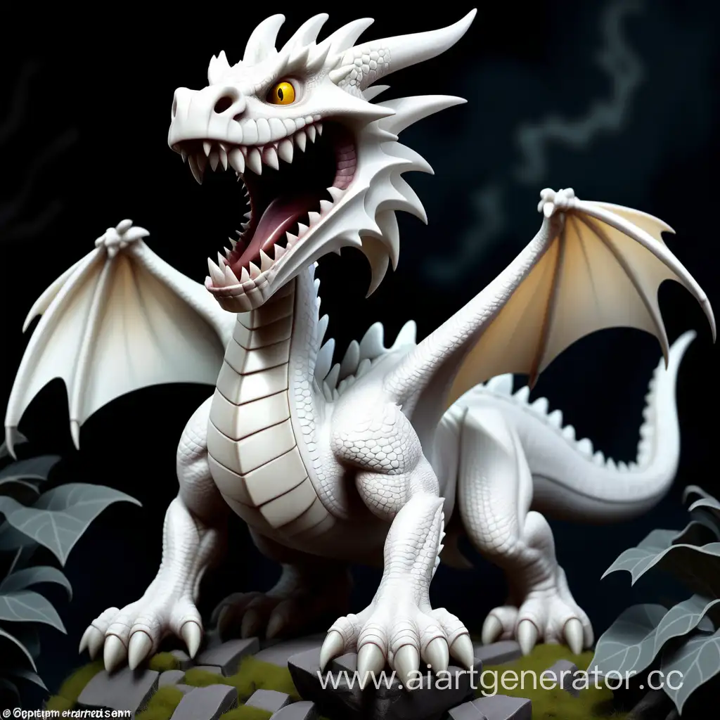 Adorable-Small-Toothy-White-Dragon-in-Enchanting-Forest-Scene