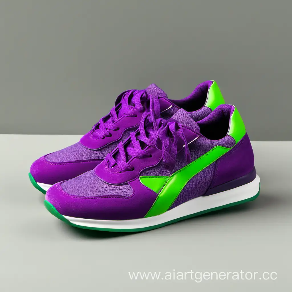 Vibrant-PurpleGreen-Sneaker-on-Abstract-Background