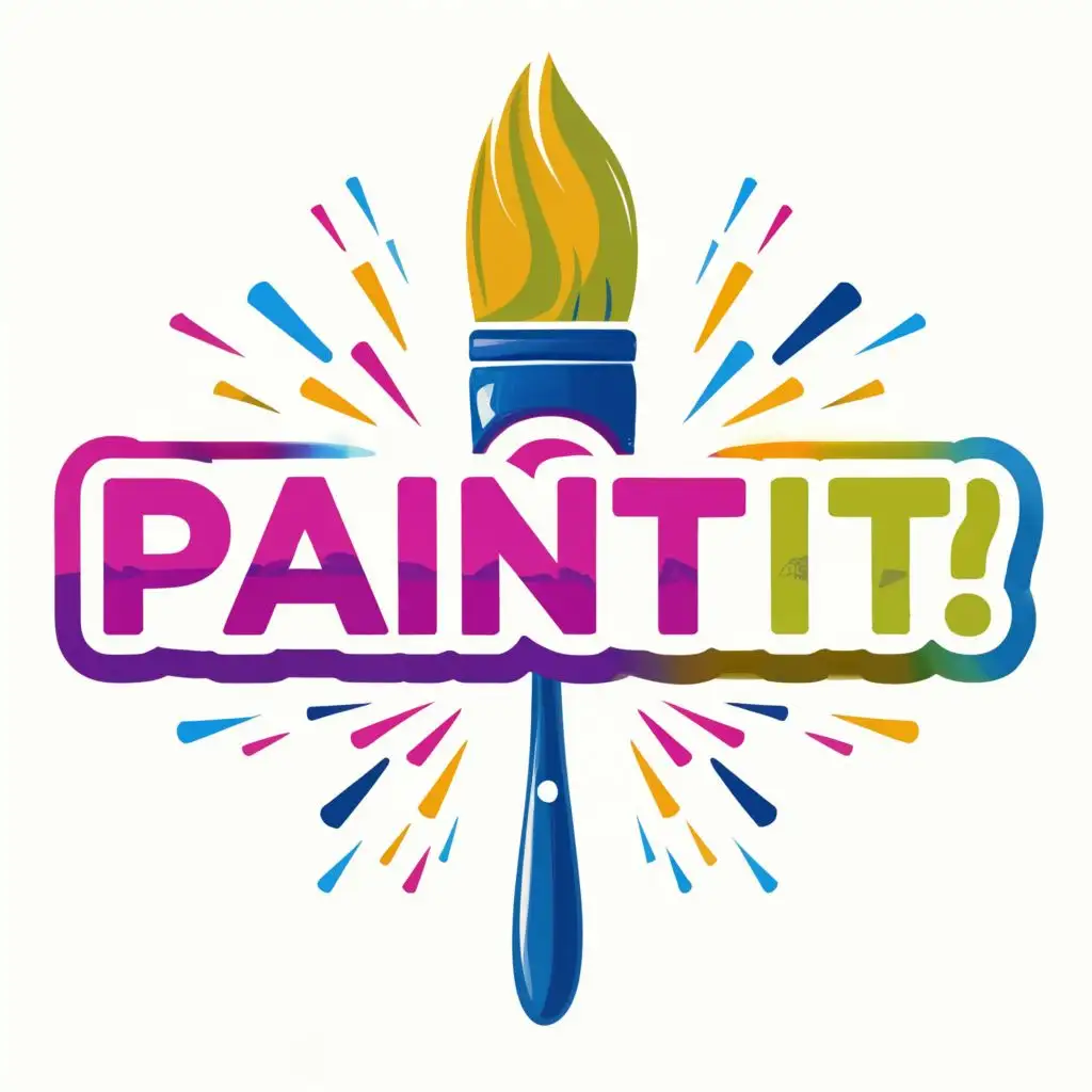 logo, paintbrush, with the text "Paint it!", typography