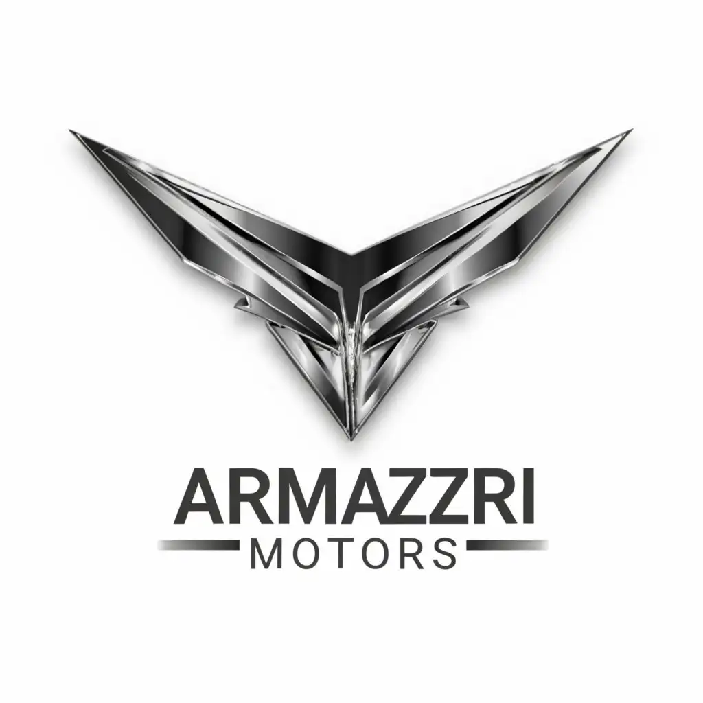 a logo design,with the text "Armazri Motors", main symbol:chrome wings, air, fast, emblem, "A",complex,be used in Finance industry,clear background
