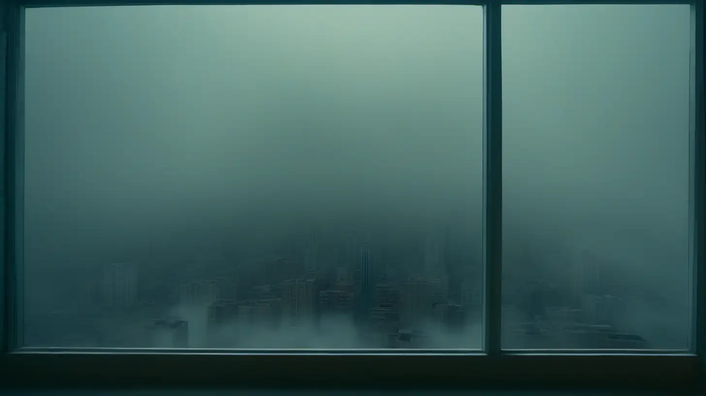 scheme, experimental cinematography, dystopian realism, made of mist, very foggy, city, subtile lights in the window, expansive skies, transavanguardia, movie still 