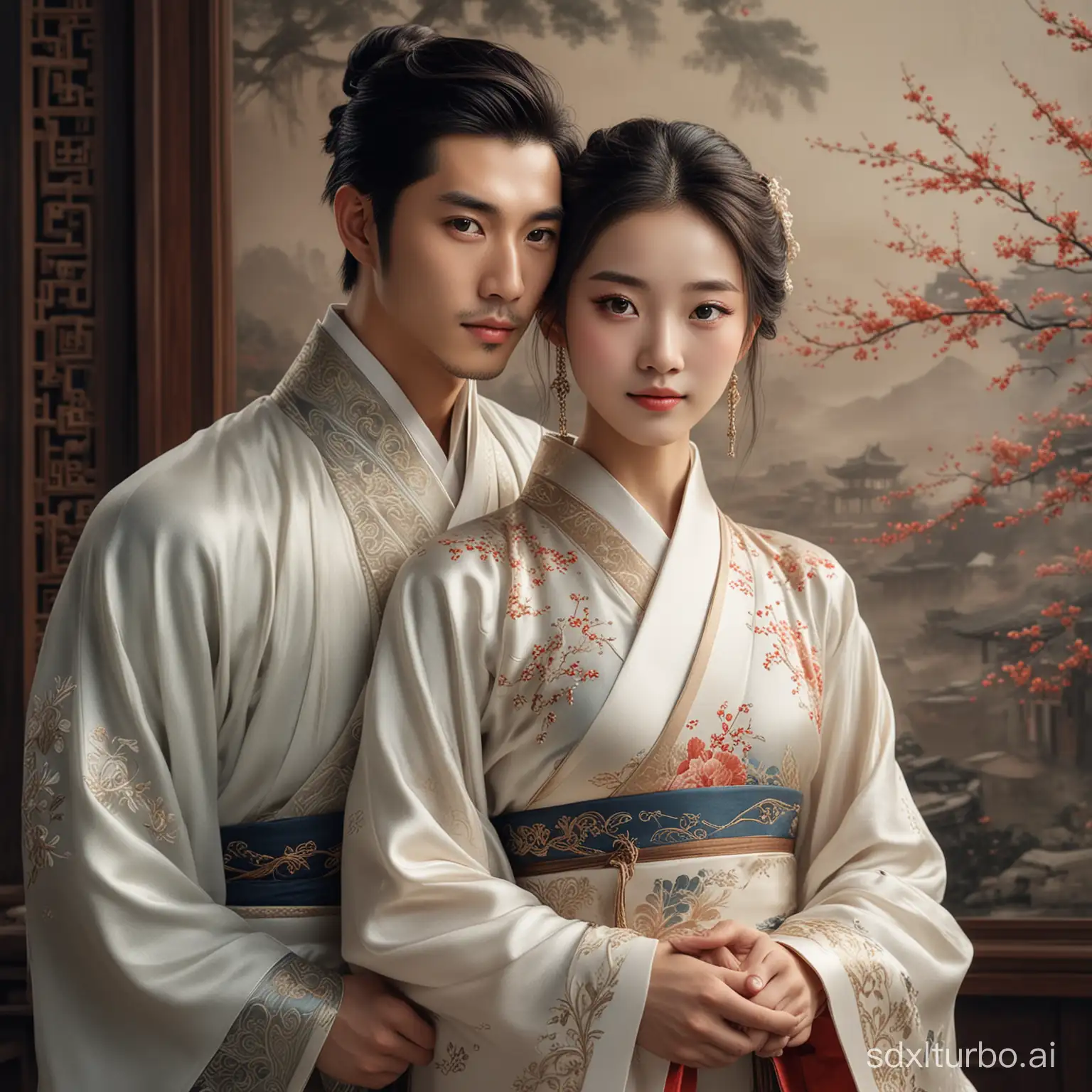 Chinesestyle-Couple-Embracing-Handsome-Boy-and-Cute-Girl-with-Cinematic-Detail
