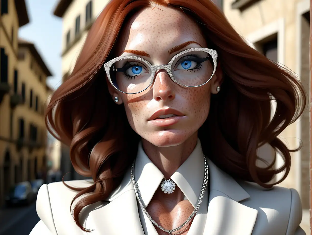 Elegant Businesswoman Laura Jolie in Firenze Freckled Beauty in High Fashion