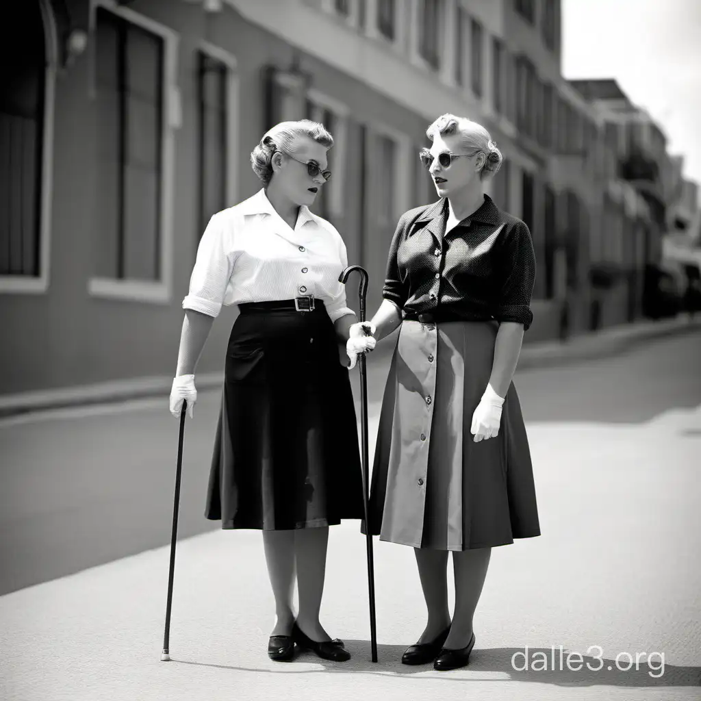 Две лесбиянки 50х годов с тростью