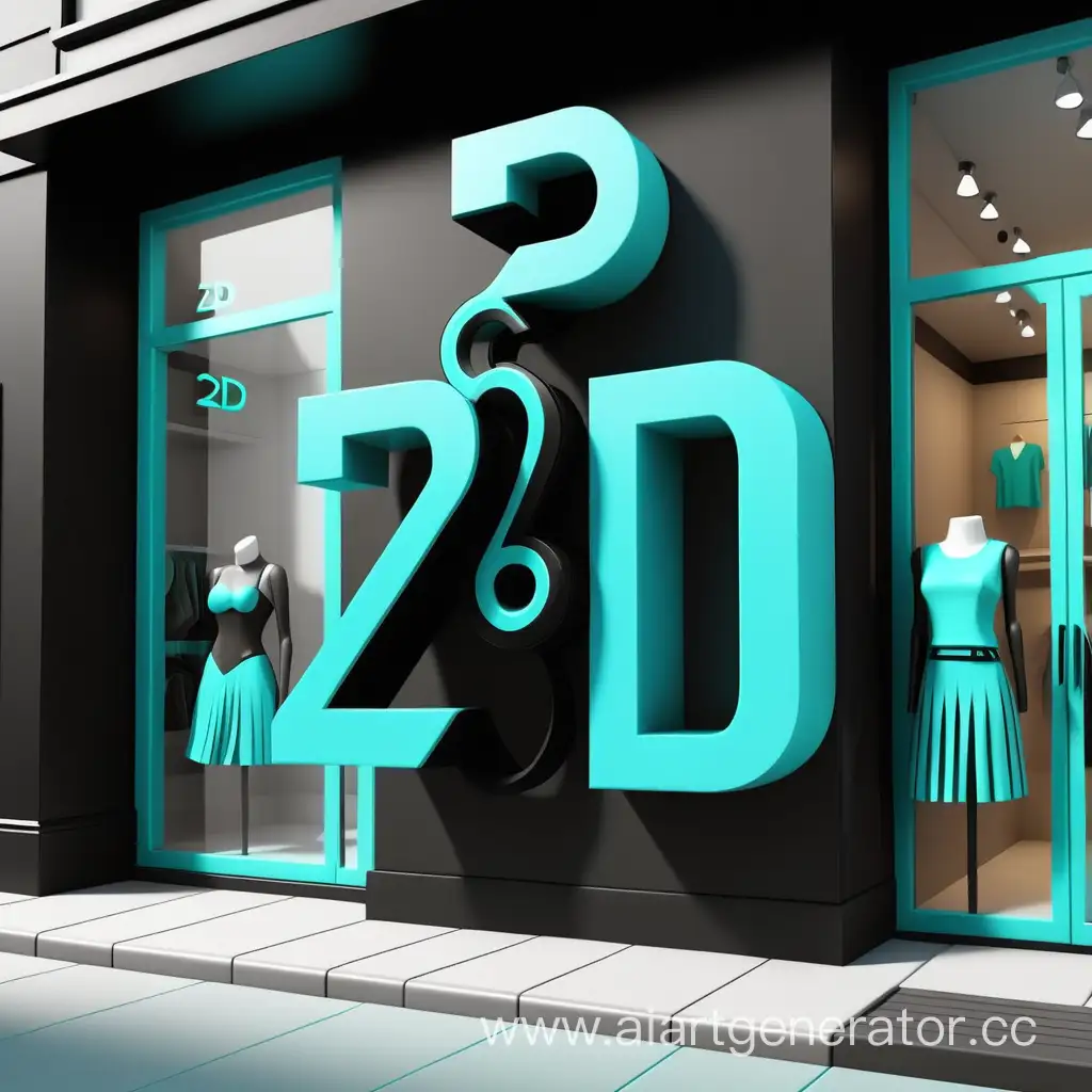 Логотип магазина одежды, который называется 2D
Чёрный и бирюзовый цвет