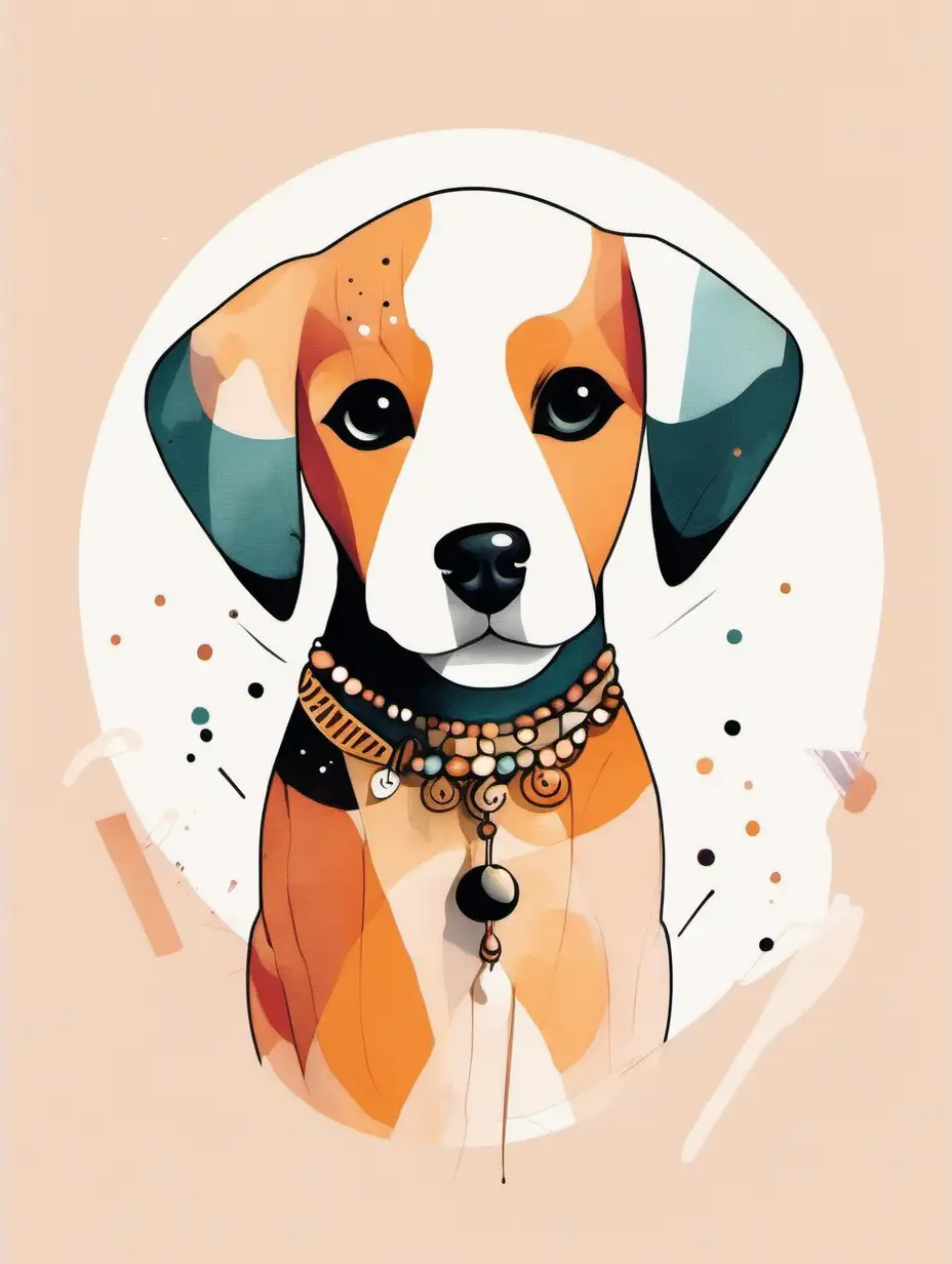 Boho Minimalist Abstract Sweet Puppy Art
