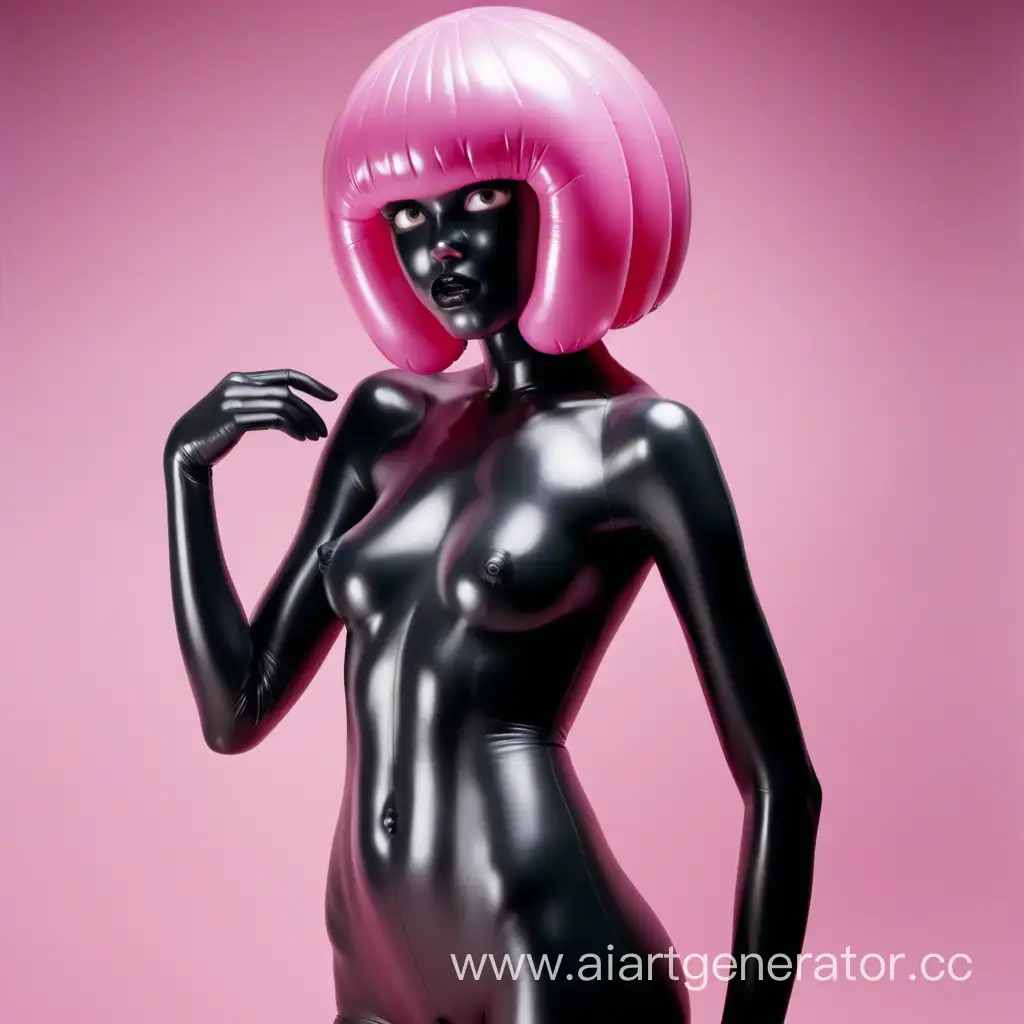 Inflatable-Rubber-Girl-Playfully-Unique-Black-Rubber-Skin-with-Pink-Inflatable-Hair