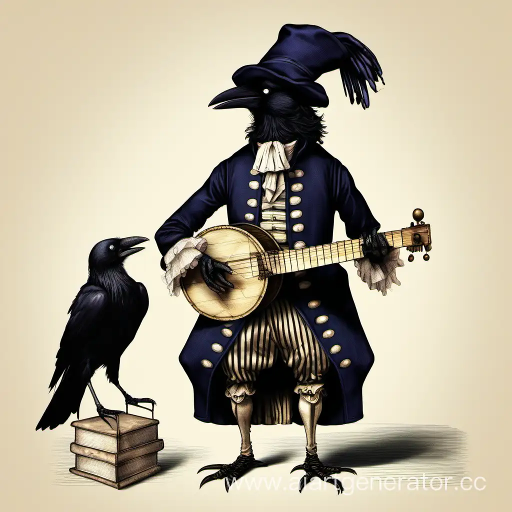 Crow-in-1770s-Judge-Wig-Playing-HurdyGurdy