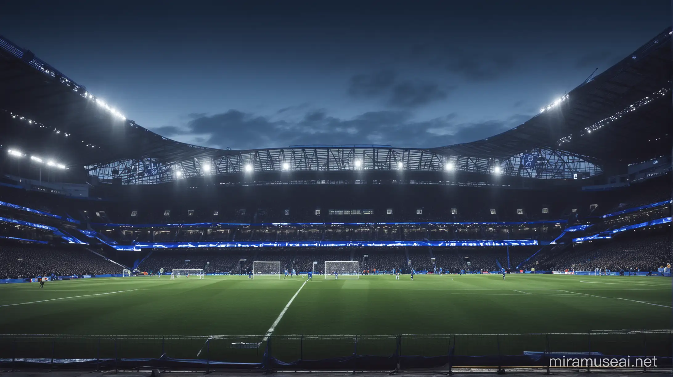 Vibrant Night View of a Football Stadium in the City Stamford Bridge Wallpaper