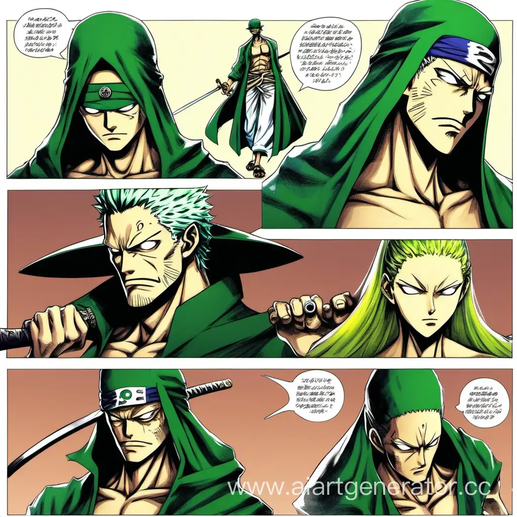 Zoro Roronoa transformed in a super strong female mage