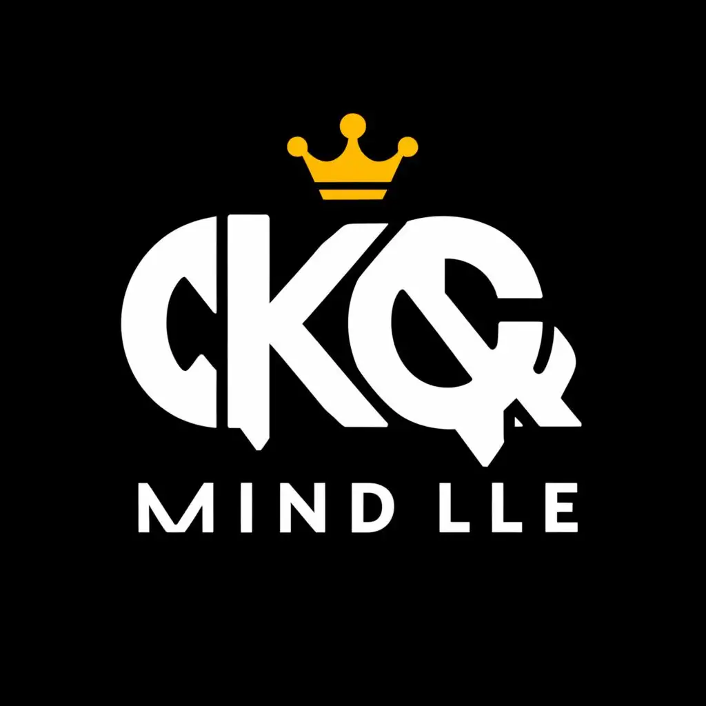 a logo design,with the text "QKING MINDLE", main symbol:BLACK BACKROUND AND WHITE LOGO,Moderate,clear background