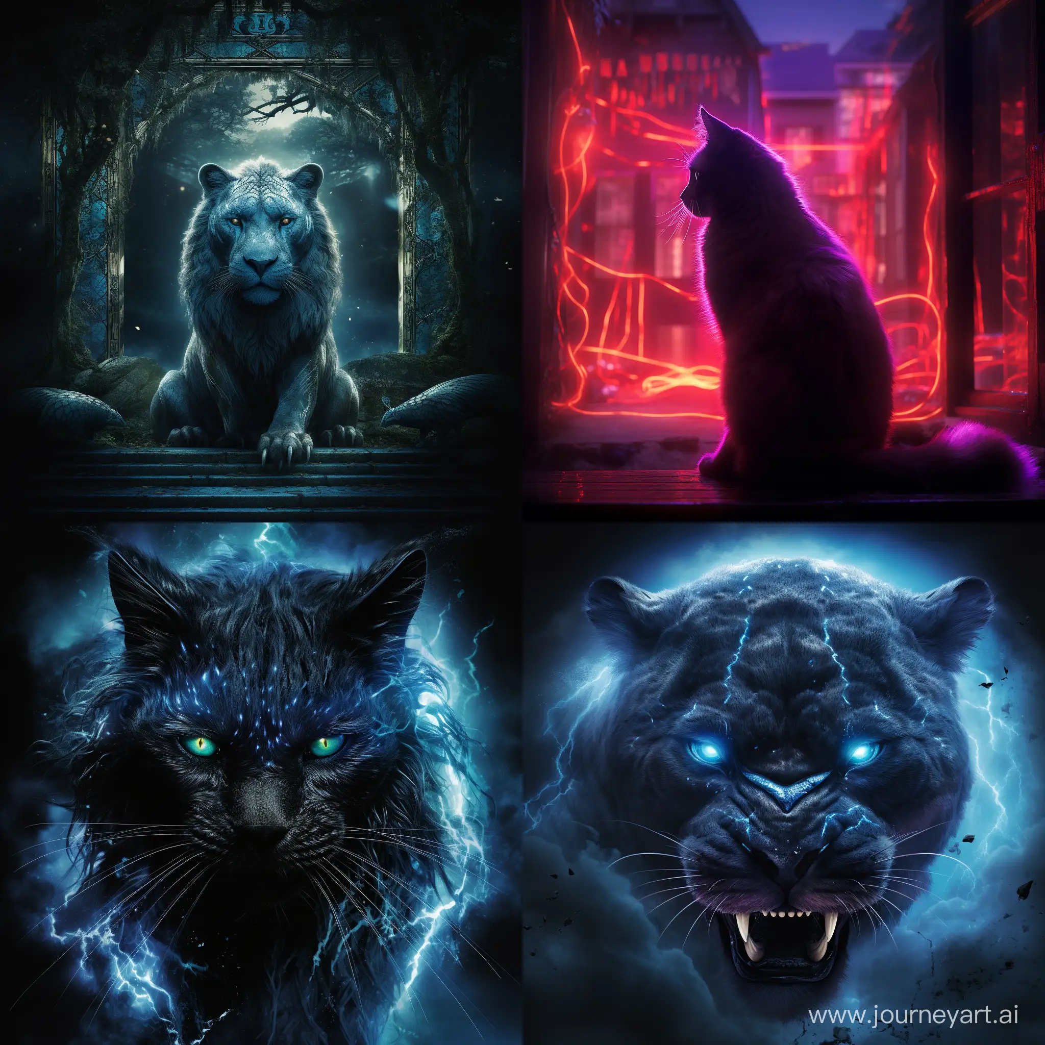 movie poster fantasy cinematic lighting, ::1.2, голубая кошка во весь рост с черными узорами на фоне окна, полный рост, свет проникает через окна отбрасывая блики на кошку, --chaos 20