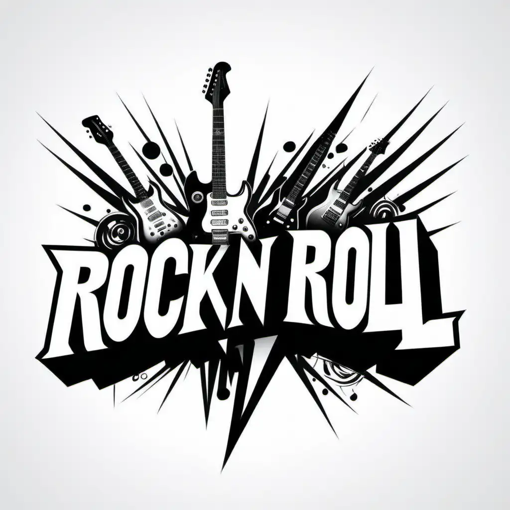Dynamic Rock n Roll Typography on Clean White Background