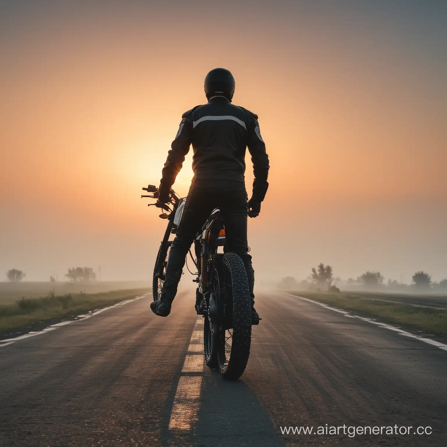 Biker-Standing-on-Track-at-Dawn