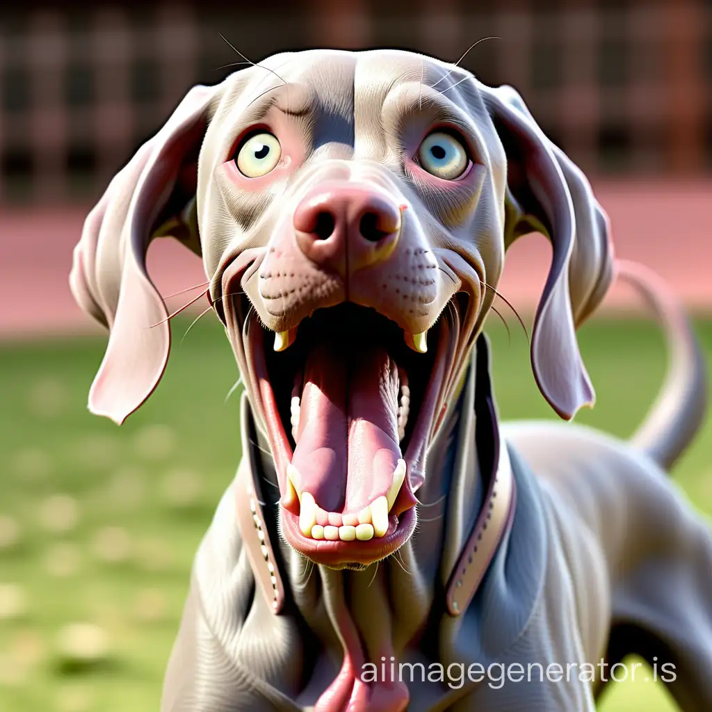 a ferocious Weimaraner