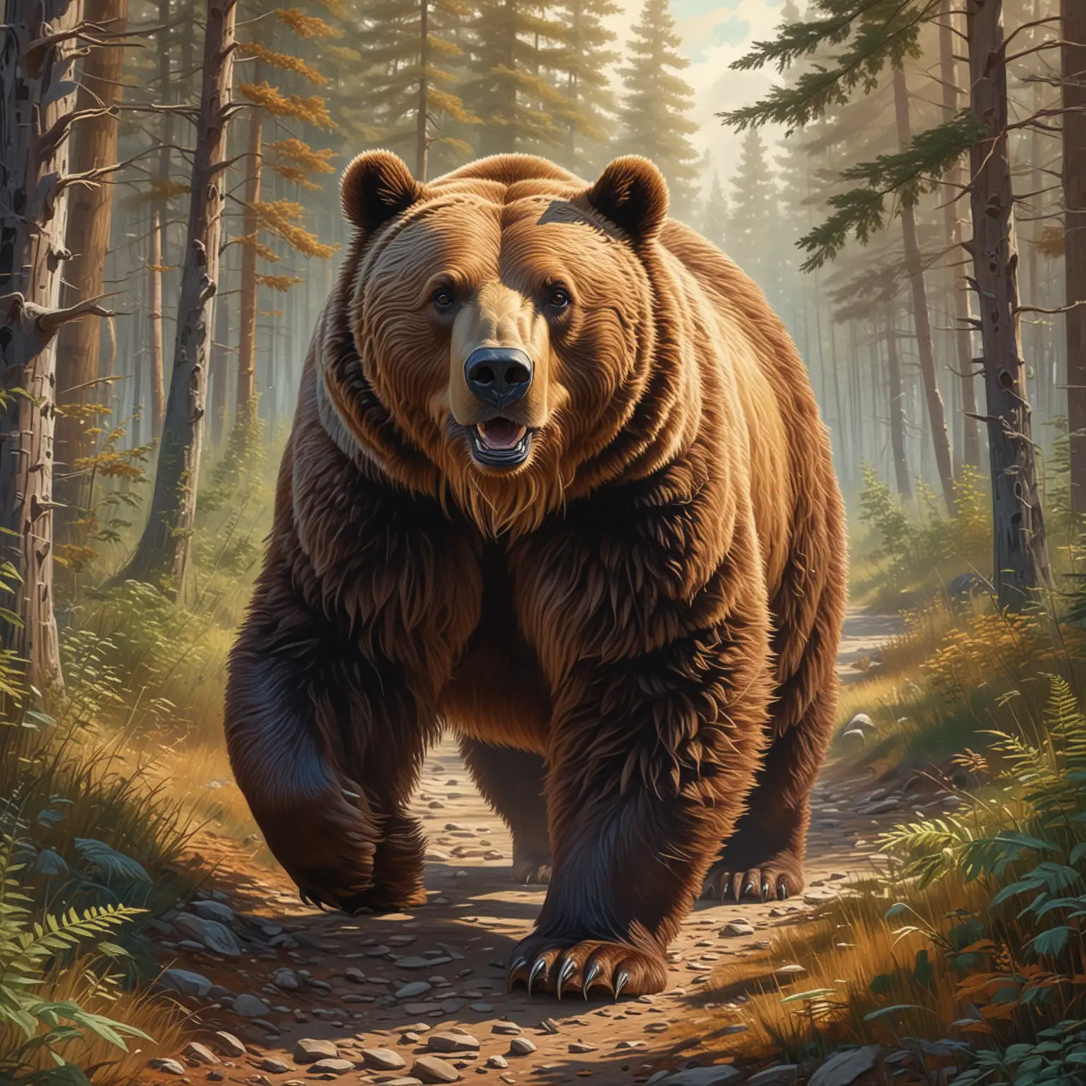 Majestic Brown Bear Roaming Europes Forests