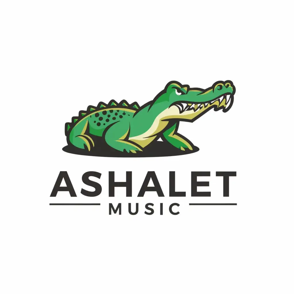 a logo design,with the text "ASHALET music", main symbol:Crocodile,Умеренный,be used in Автомобильная industry,clear background
