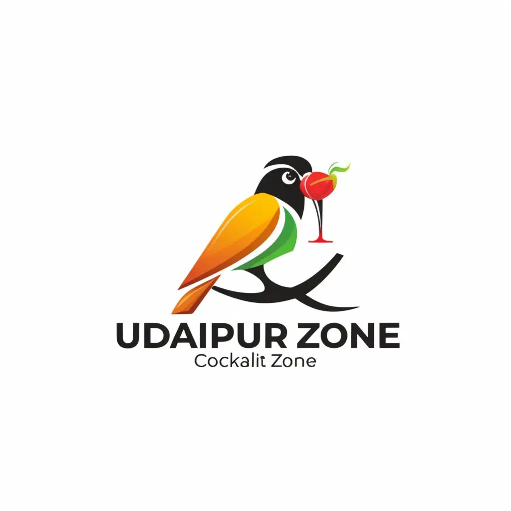 a logo design,with the text "Udaipur birds zone", main symbol:Bird cocktail Perrot pinch,Minimalistic,be used in Animals Pets industry,clear background