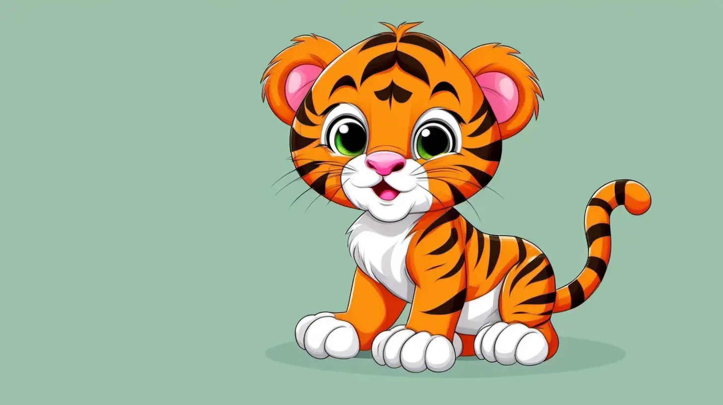 Cartoon baby tiger on white background