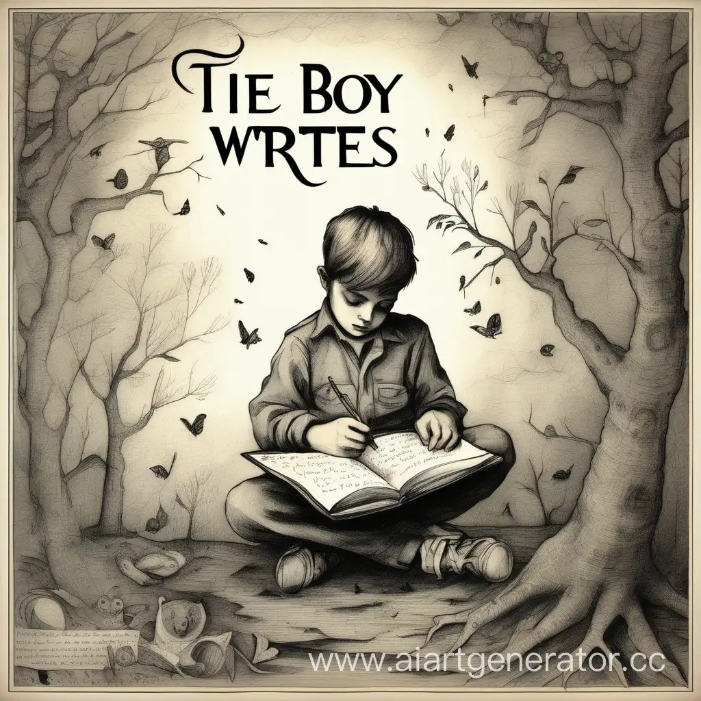 Young-Boy-Writing-Poetry-in-Tranquil-Nature-Setting