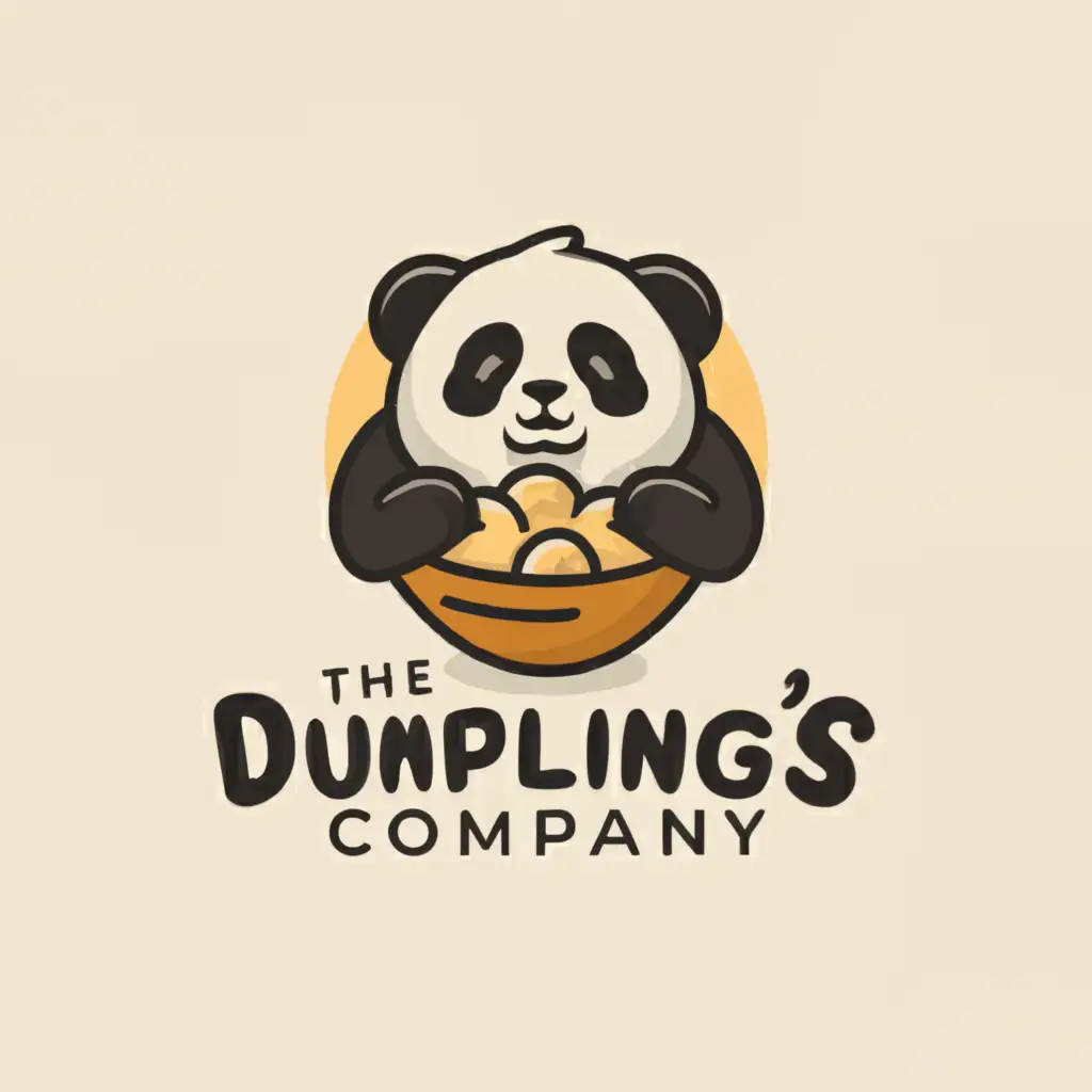 LOGO-Design-for-The-Dumplings-Company-Playful-Panda-Holding-a-Momo-in-Minimalistic-Style