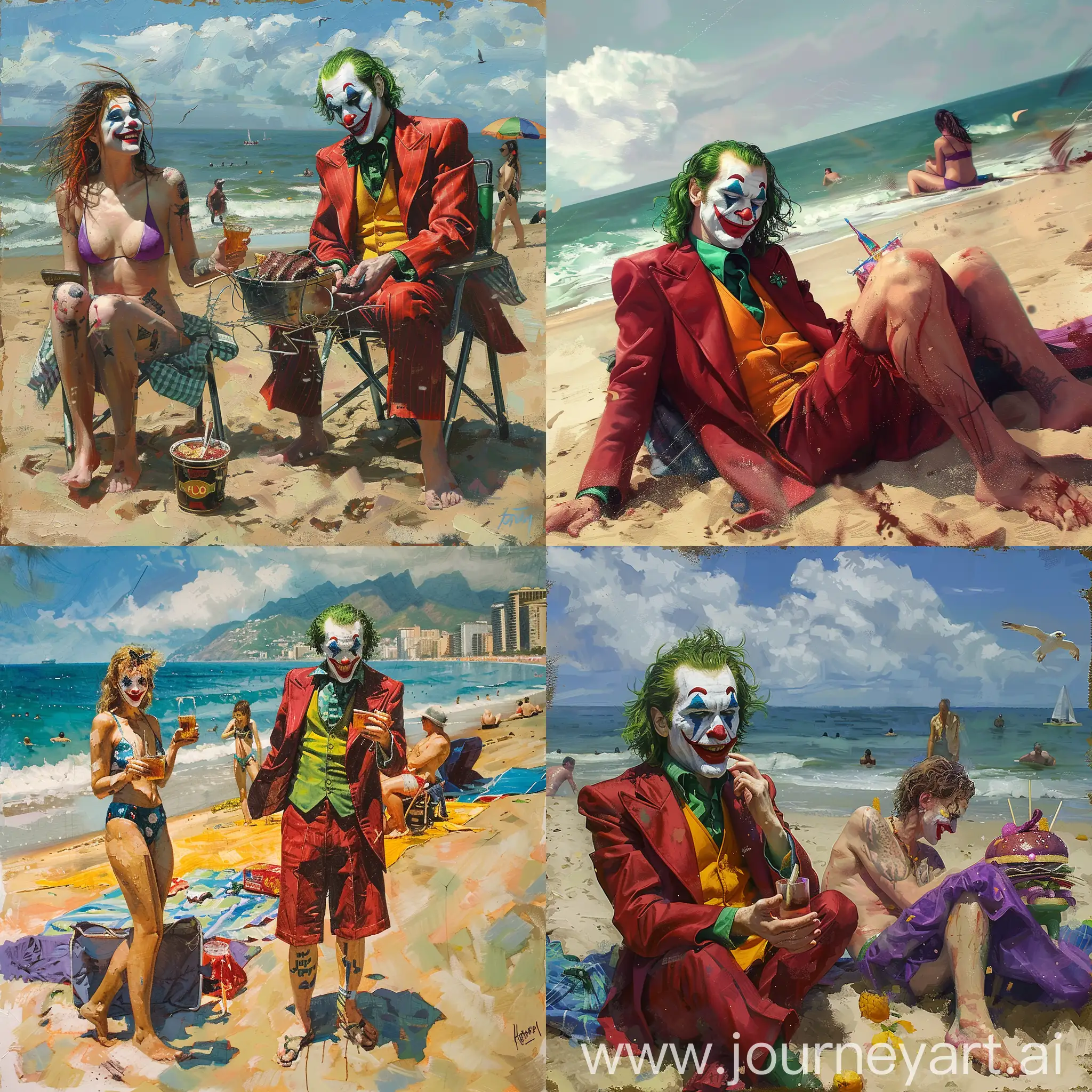 joker and barby on the beach