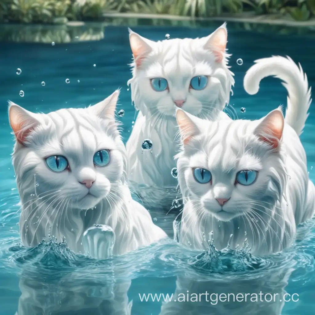 Graceful-Water-Cats-Sculpture-Trio