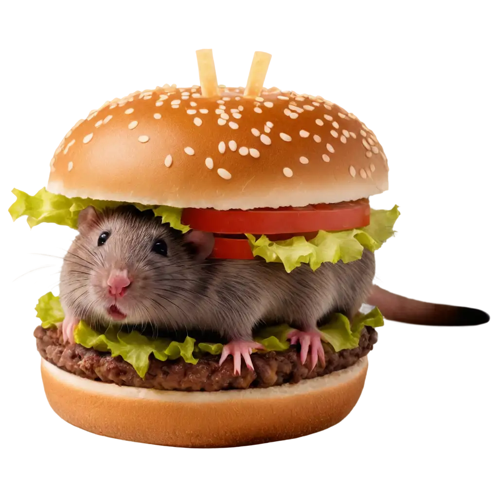 Rat inside hamburger