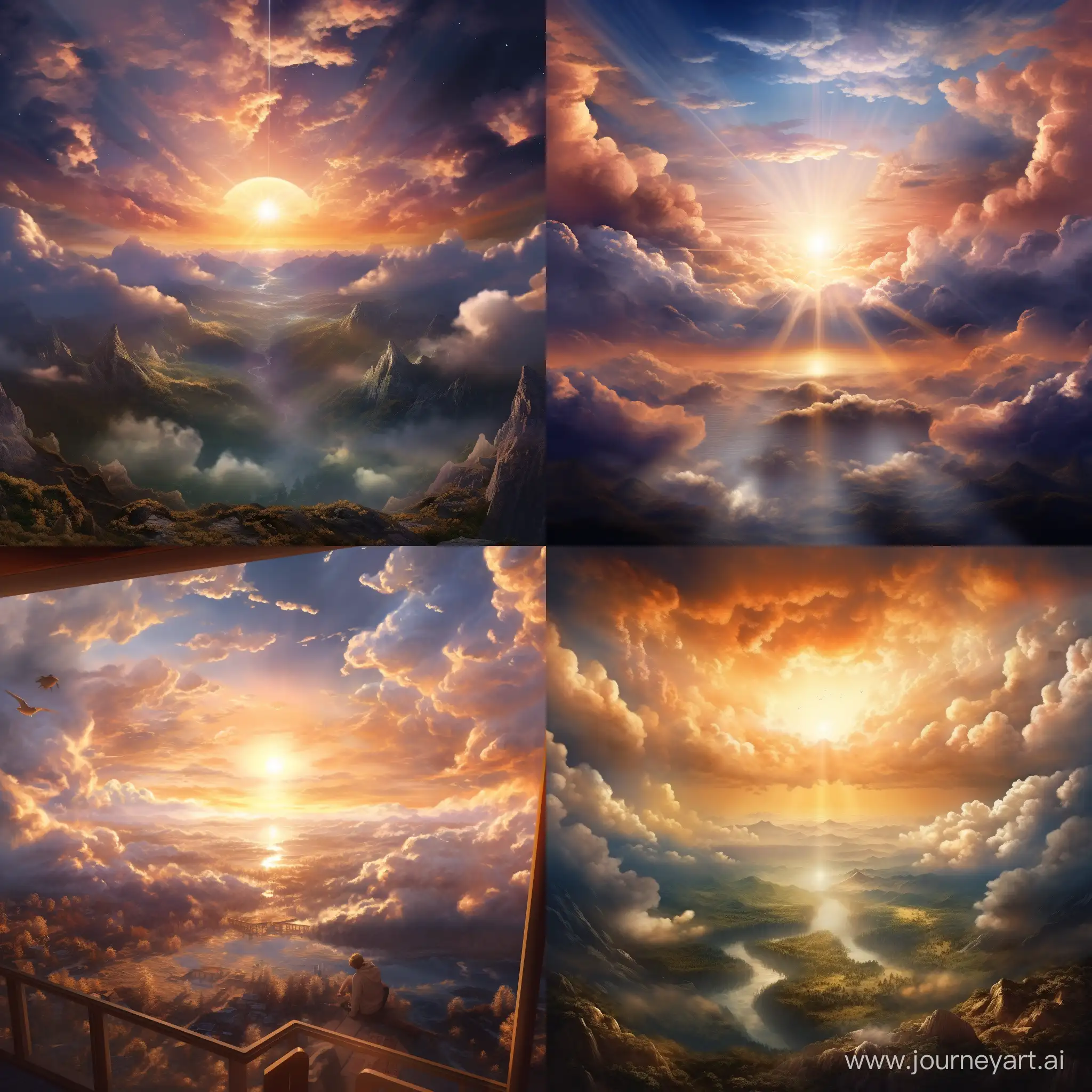 /imagine hyper realistic sunrise in heaven 