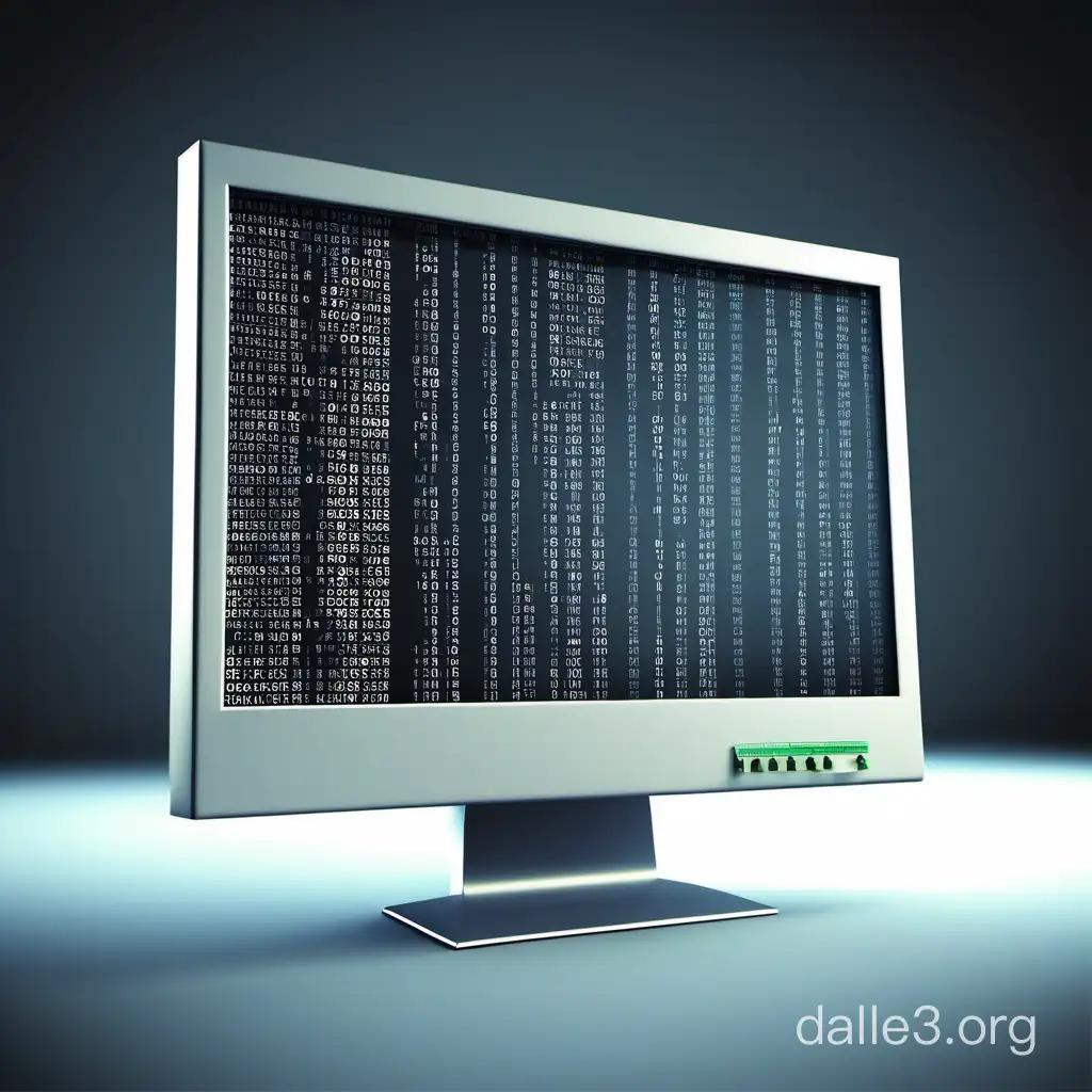 modern monitor displaying binary digits source code