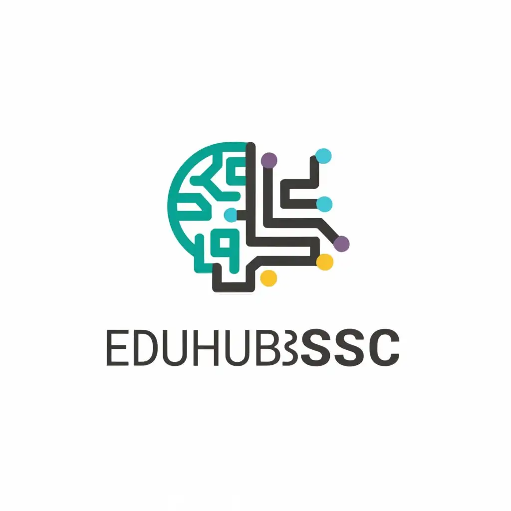 a logo design,with the text "eduhubssc", main symbol:brain and chip,complex,be used in Education industry,clear background