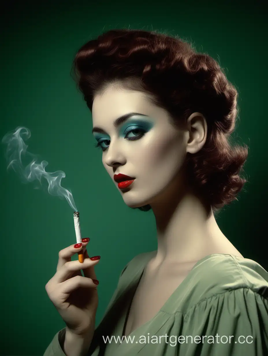 Vibrant-Portrait-of-a-Stylish-Woman-Smoking-a-Cigarette