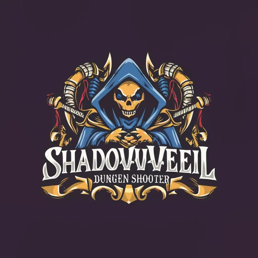 logo, Dungeon, Shooter, haunted, video game,, with the text "Shadowveil - Dungeon Shooter", typography, be used in Technology industry