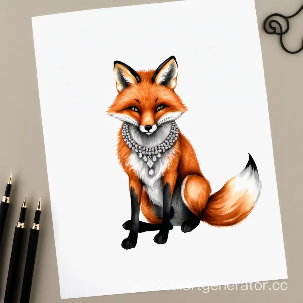 Chic-Fox-Crafting-an-Elegant-Necklace-in-Fashion-Illustration