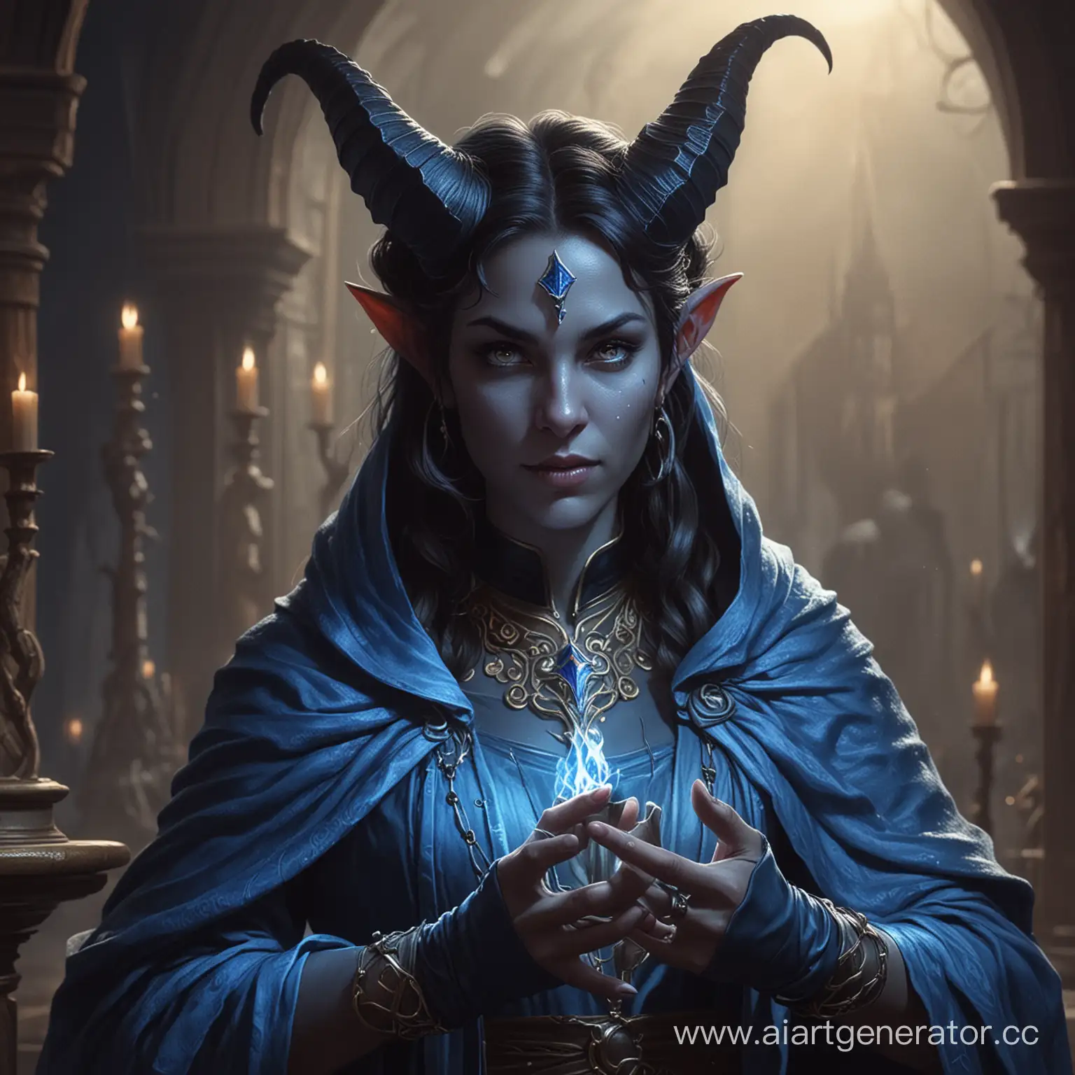 Mysterious-Tiefling-Sorceress-Enveloped-in-Ethereal-Blue-Cloak