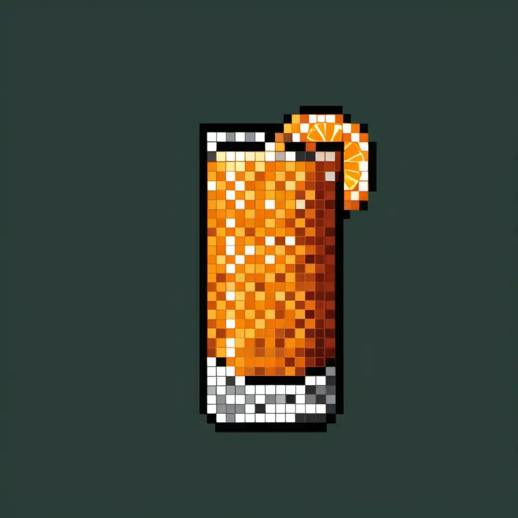 generate pixel art of a orange drink in an 'old-fashioned glass'