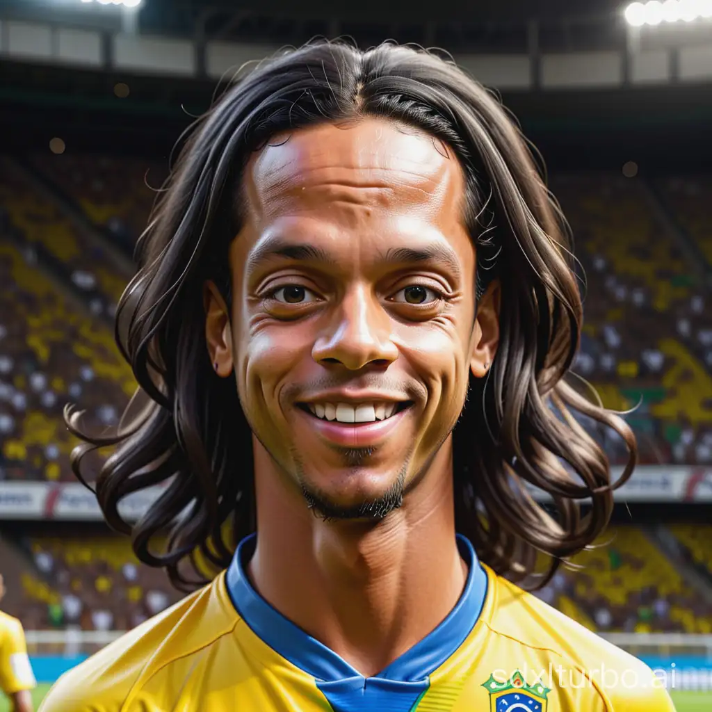 Caricature of a Brazilian player Ronaldinho