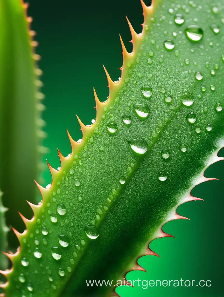 Aloe vera extreme close up leaf on green background
