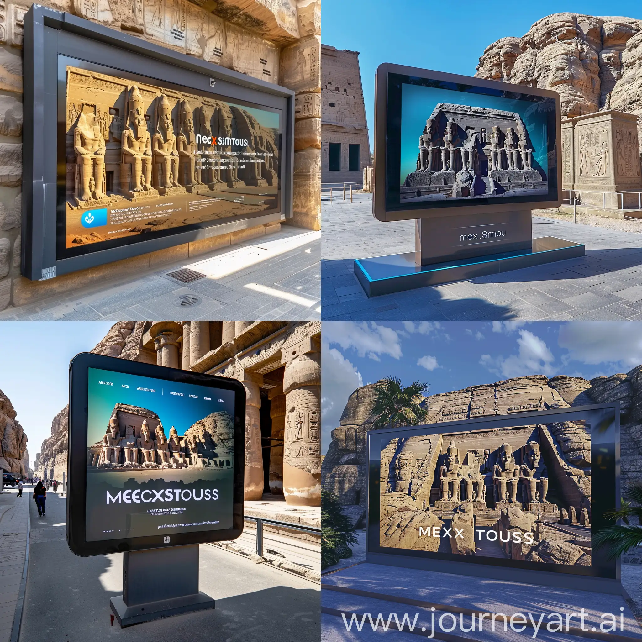 لوحة اعلانية لمركز سياحى Meta Tours 
 لعرض معالم معبد أبو سمبل بتقنية الواقع الافتراضى 
