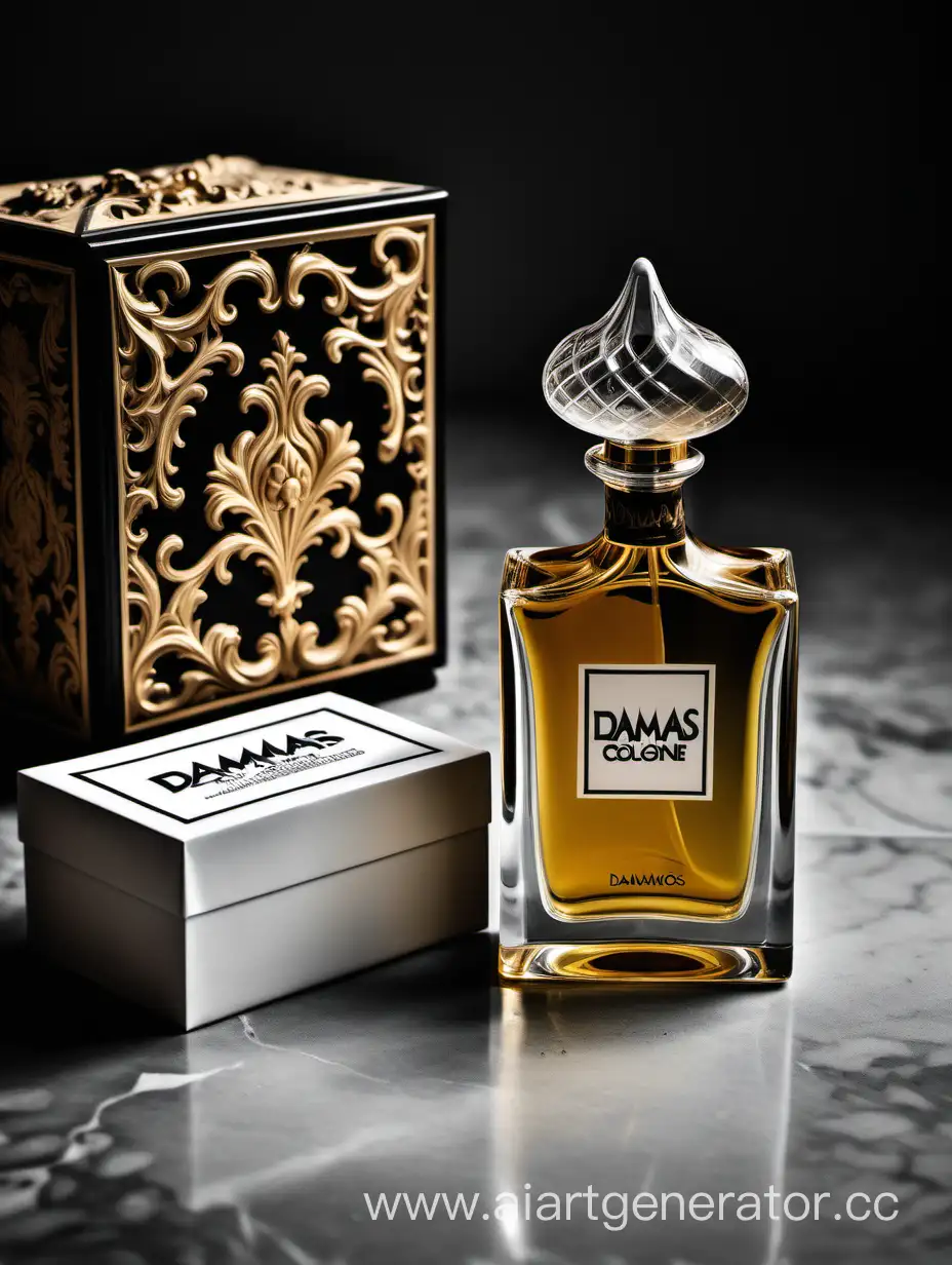 a bottle of damas cologne sitting next to a box, a flemish Baroque by Demetrios Farmakopoulos, instagram contest winner, dau-al-set, dynamic composition, contest winner, feminine