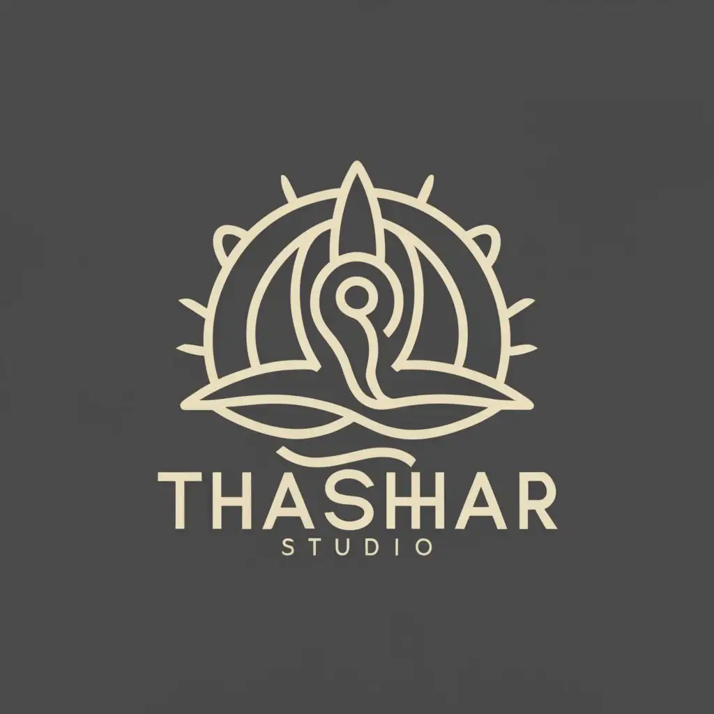 a logo design,with the text "THASHAR STUDIO  ", main symbol:YOGA POSE,Moderate,be used in Sports Fitness industry,clear background