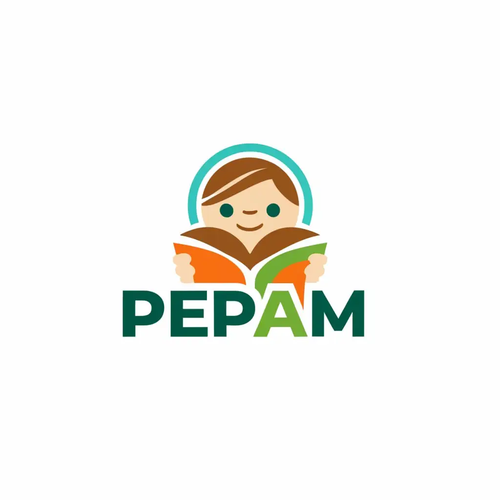 a logo design,with the text "PEPAM", main symbol:kids, books,Moderate,be used in Education industry,clear background