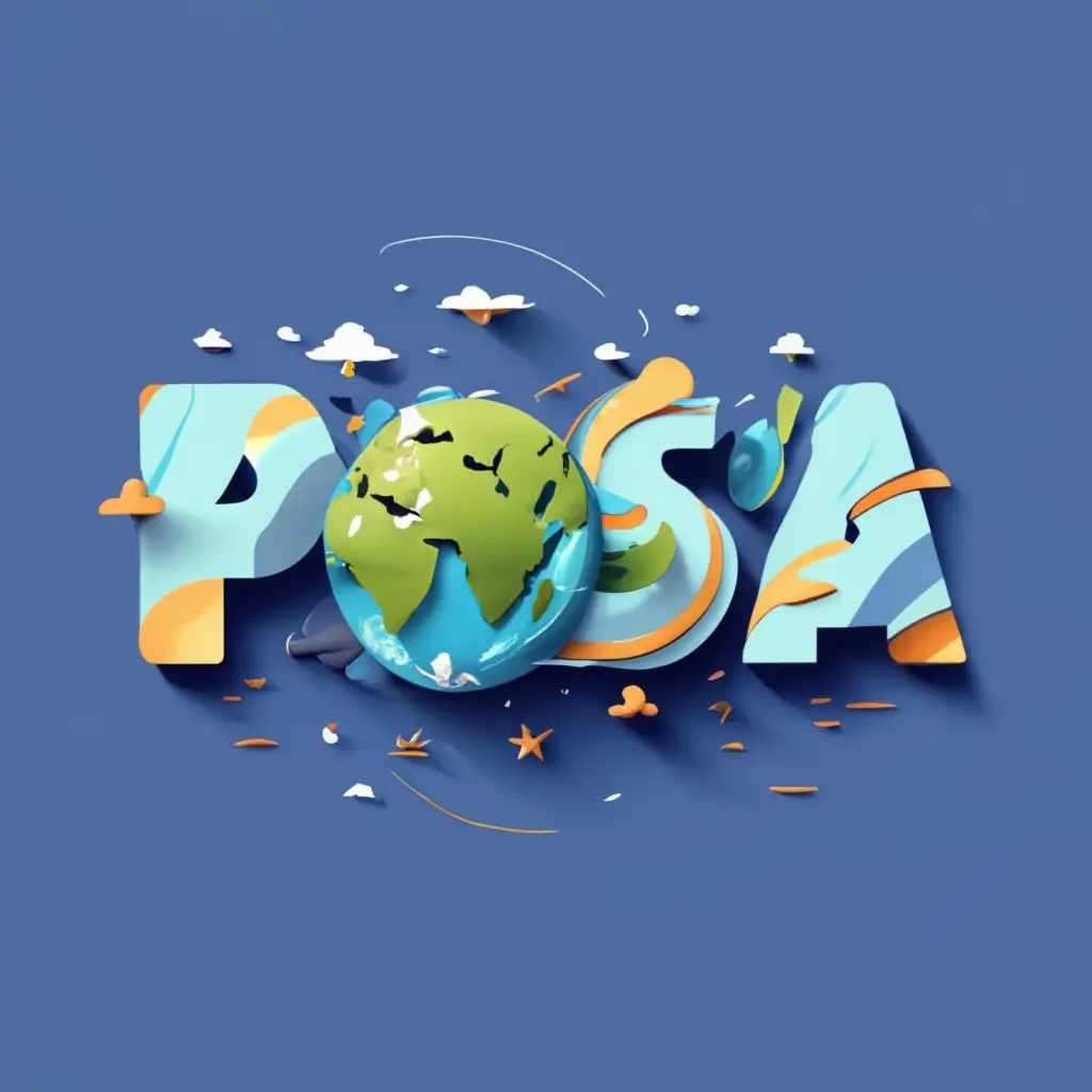 logo, Earth, 3D, with the text "PSA", typography, be used in Travel industry