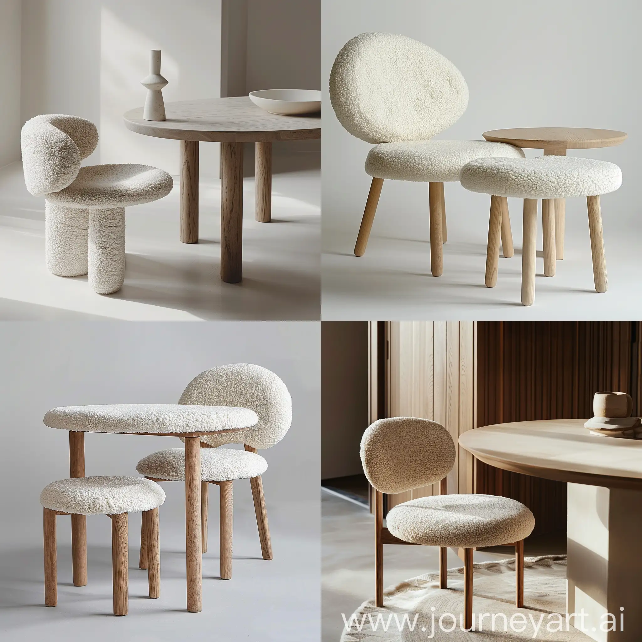 Japandi-Dining-Set-with-Boucl-Chairs-Minimalistic-Japanese-and-Scandinavian-Style